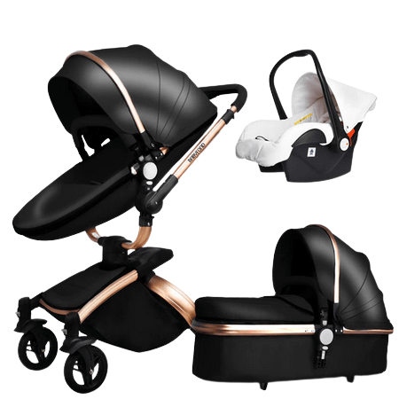 3 In 1 Newborn Carriage 360 Degree Stroller Black white 3 in 1