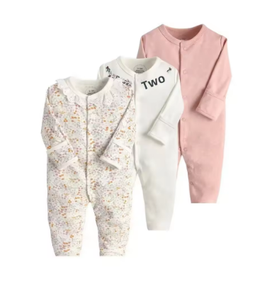 3-Piece Baby Girl/Boy Cotton Jumpsuit Set Soft Long Sleeve Rompers