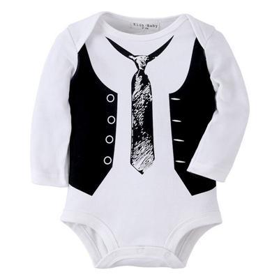 Baby Boy Gentleman Bowtie Romper white black
