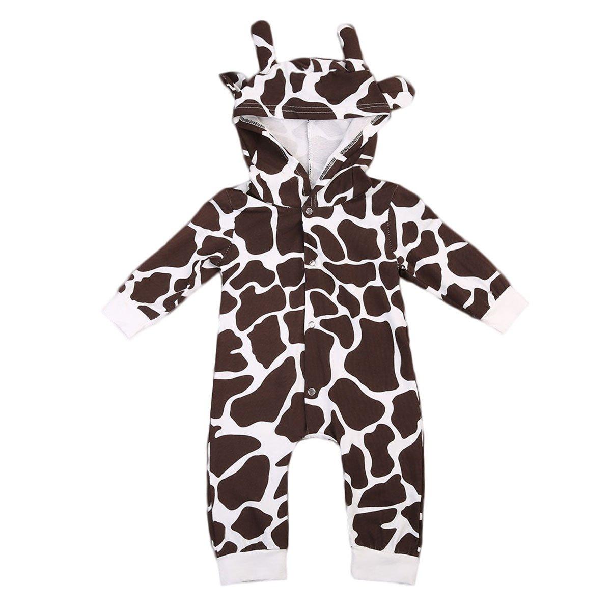 Baby Milk Cow Hooded Romper Costume Brown