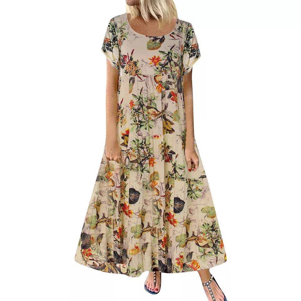 Summer Dress Women Vintage Floral Sundress