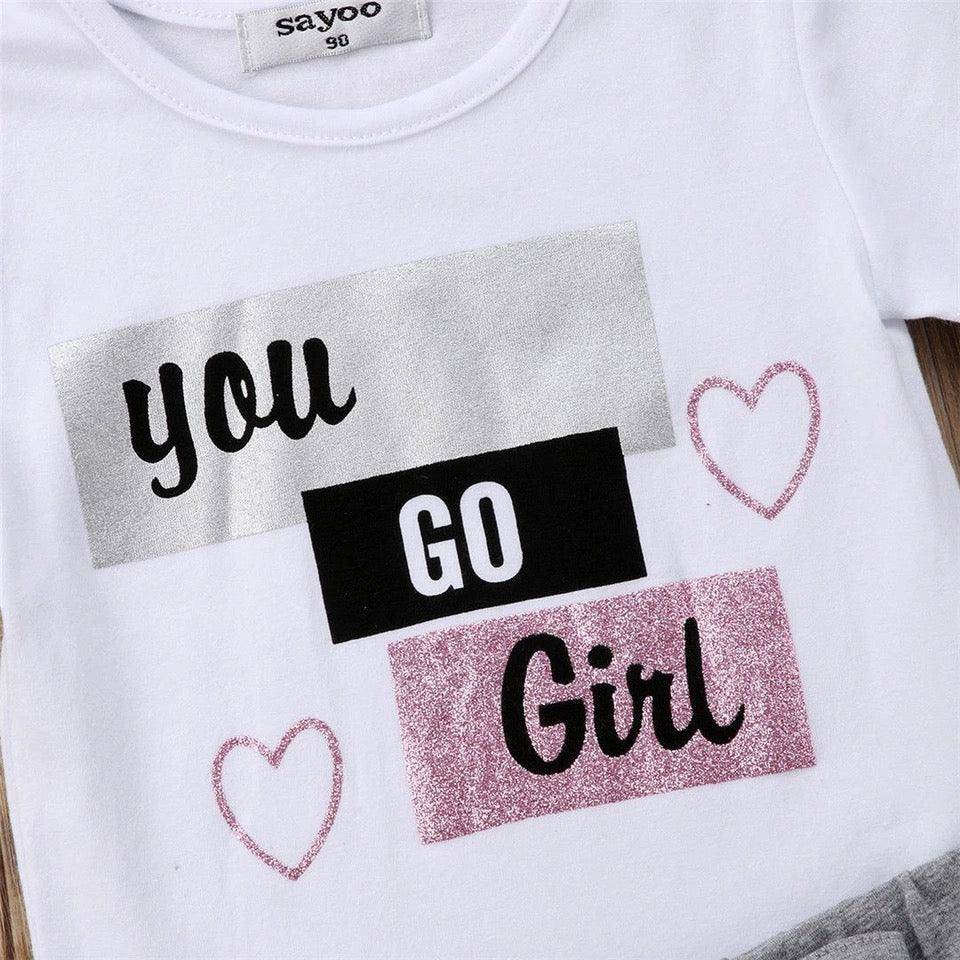 Complete Set Kid Baby You Go Girl Tops Skirt Clothes