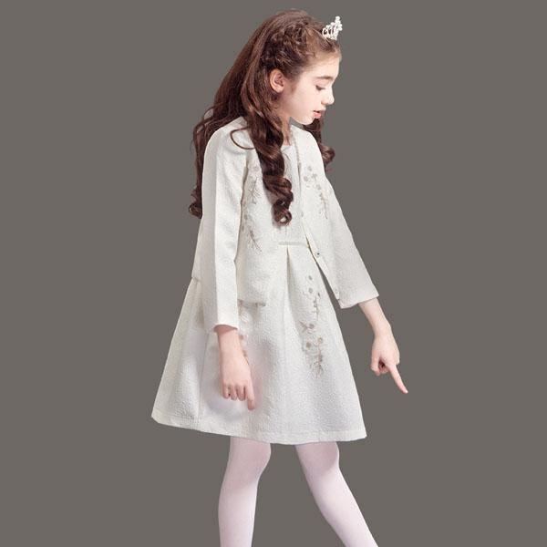 Exquisite teenage girl dress & coat party dress White