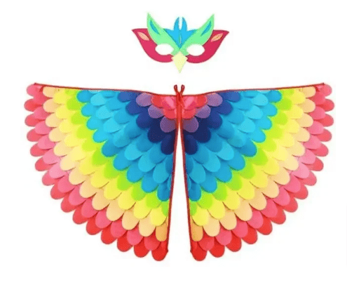 Kids Unisex Stage Performance Owl Peacock Bird Party Mask Cloak Yellow One size