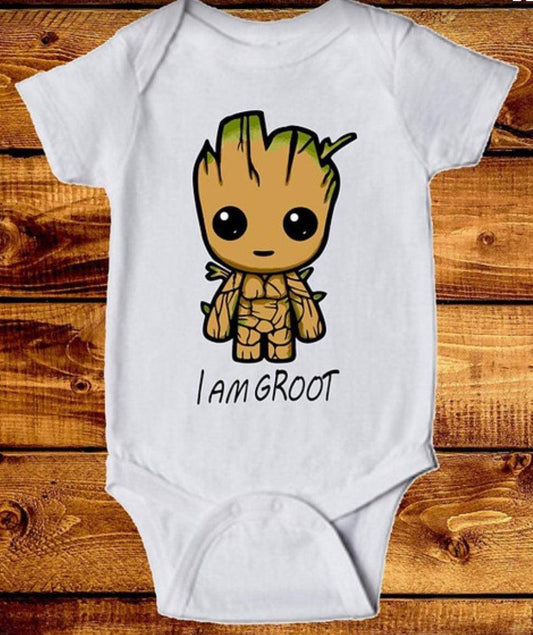 Newborn Babies I Am Groot Romper Jumpsuit Clothes White