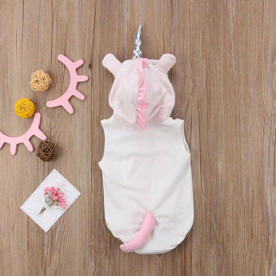 Newborn Baby Girl Fleece Unicorn Jumpsuit