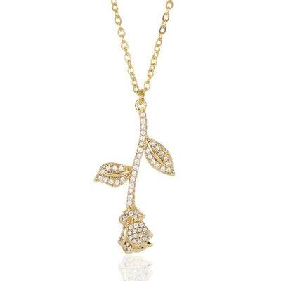 Necklace For Women Stainless Steel Beauty and the Beast Pendant Rose gold