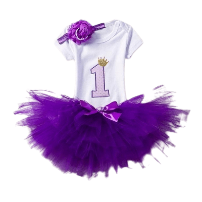 Lovely Girls Romper Skirt Headband Outfit Light Purple 12M