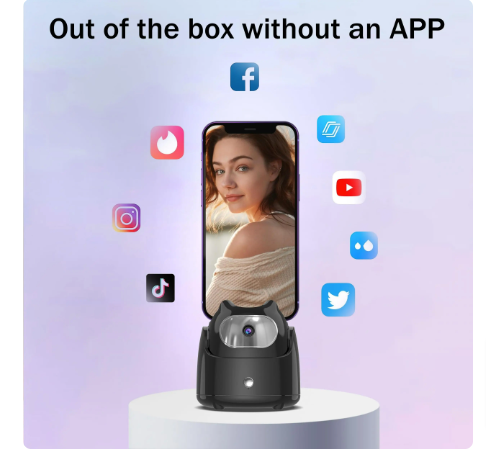 Automatic 360° Rotation AI Face Recognition Phone Tripod Holder