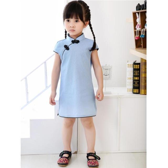 Adorable Girls Short Sleeve Qipao Dress Clothes Bump baby and beyond