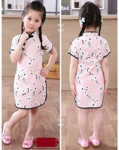 Adorable Girls Short Sleeve Qipao Dress Clothes Bump baby and beyond