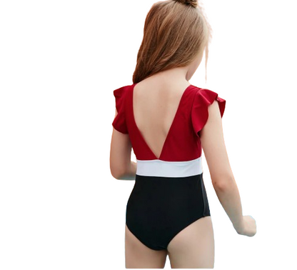 Girls One Piece Beachwear Swimsuit with Ruffles