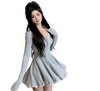 Women French Style Square Collar Korean Dress