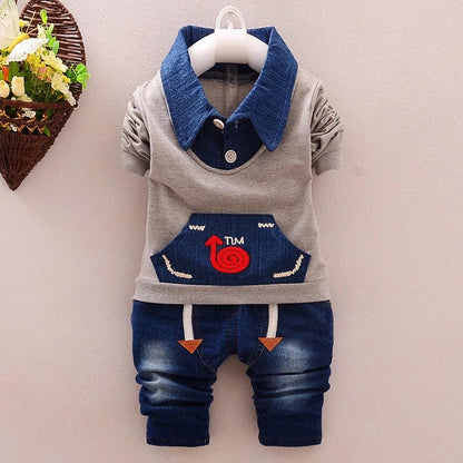 Baby Boy Outfit Red Grey Jacket Denim Pants Bump baby and beyond