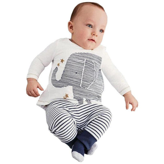 Baby Boys Striped Elephant Long Sleeve Shirt Pant Bump baby and beyond