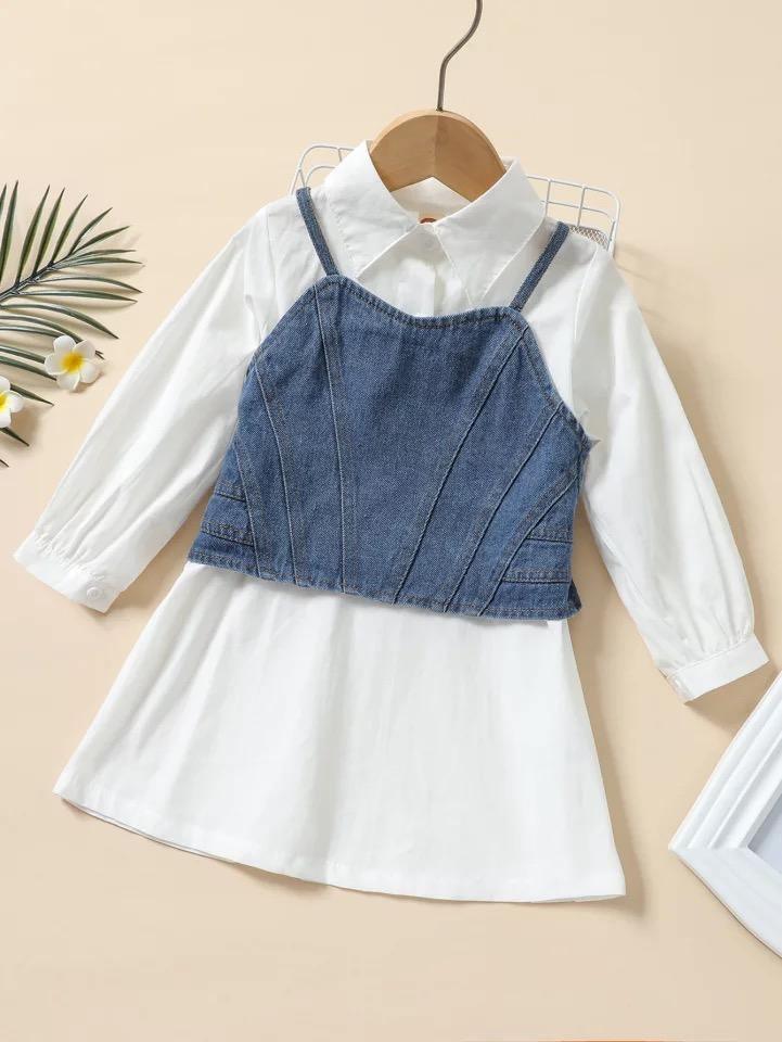 Baby Girl Botton Down Shirt Dress Denim Cami Top Outfit Bump baby and beyond