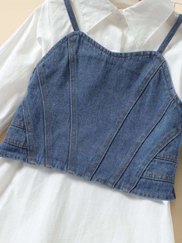 Baby Girl Botton Down Shirt Dress Denim Cami Top Outfit Bump baby and beyond