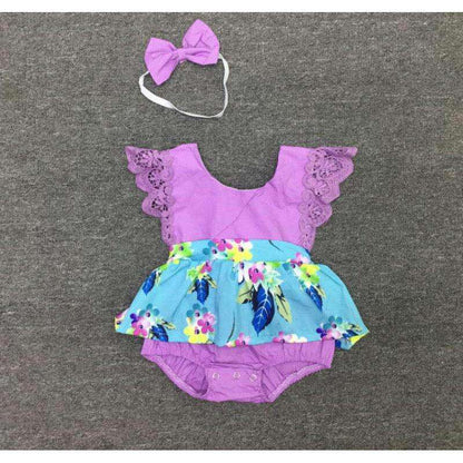 Baby Girl Flower Onesies With Headband Bump baby and beyond