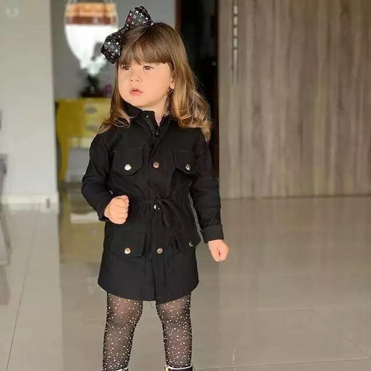 Baby Girl Lapel Horn Long Sleeve Windbreaker Coat Bump baby and beyond