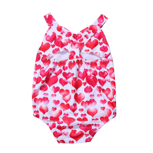 Baby Girl Red Heart Romper Jumpsuit Clothes Bump baby and beyond