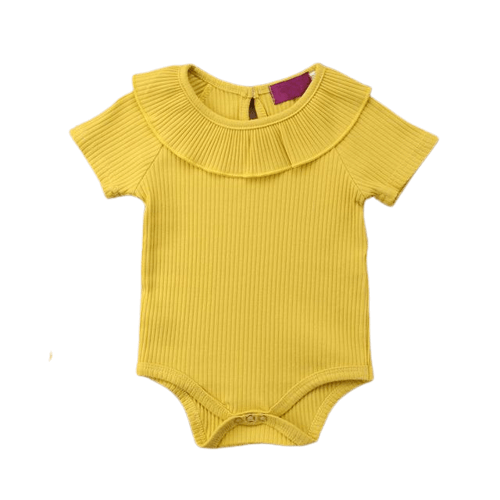 Baby Girl Ribbed Solid Collar Romper Jumpsuit Bump baby and beyond