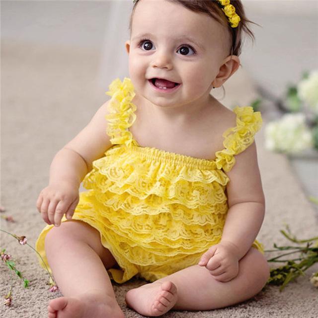 Baby Girl Ruffled Lace Romper Jumpsuit Clothes Bump baby and beyond