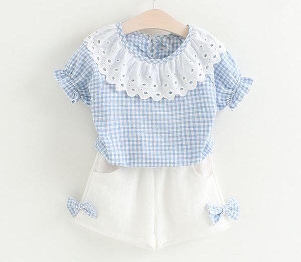 Baby Girls Bow Lace Sling Shirt Denim Shorts Bump baby and beyond