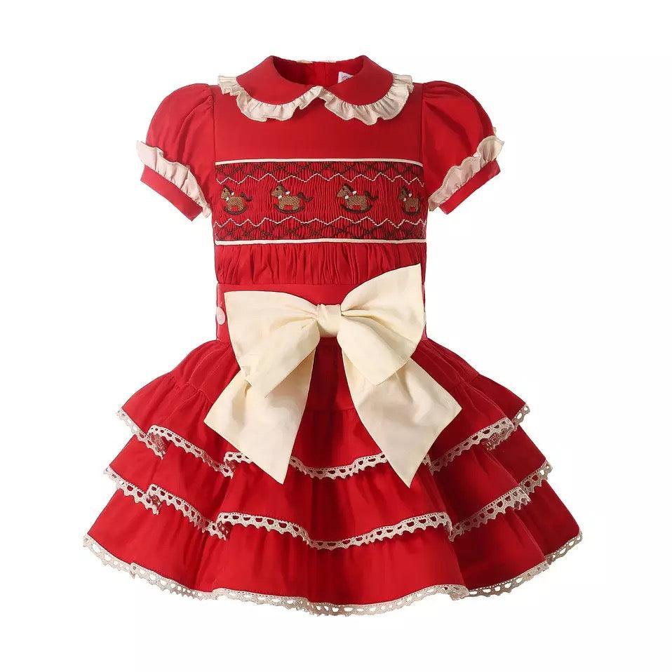 Baby Girls Christmas Red Smocked Dress Bump baby and beyond