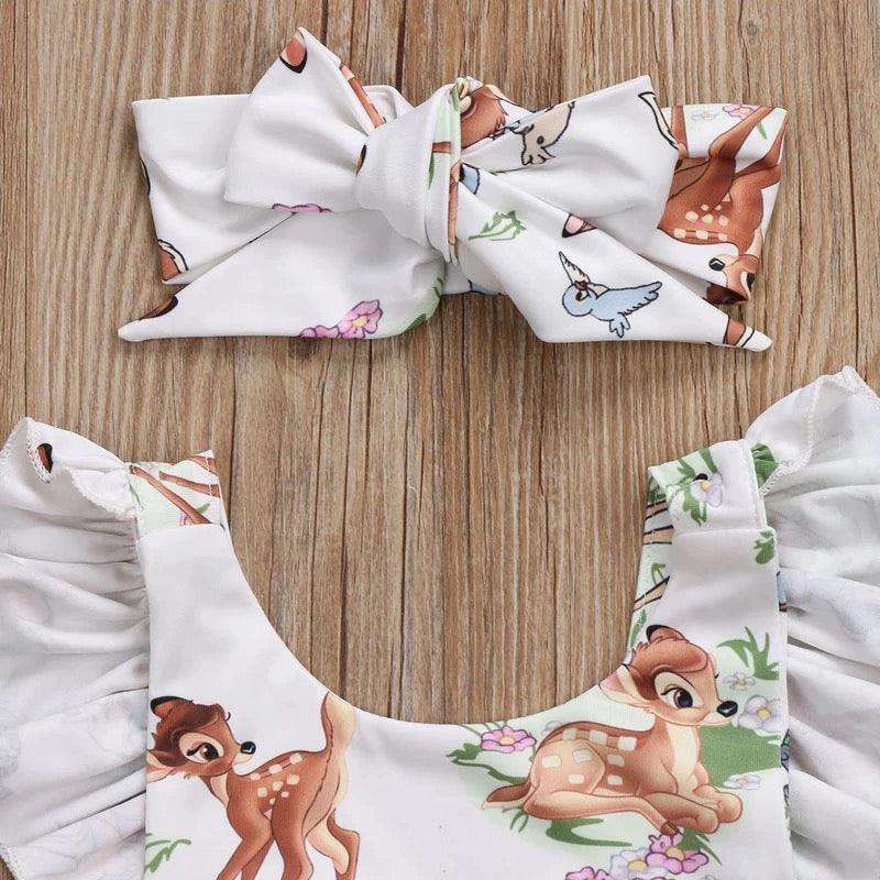 Baby Girls Deer Romper Headband Clothes Bump baby and beyond