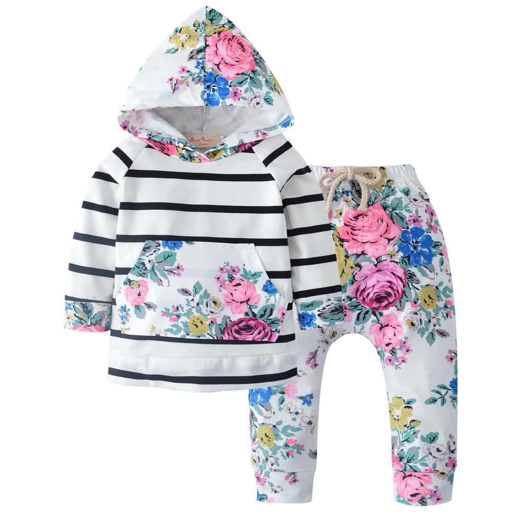 Baby Girls Hoodie Sets Tops Flower Pant Bump baby and beyond