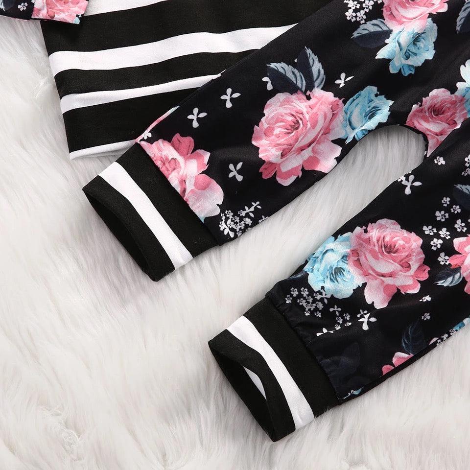 Baby Girls Hoodie Stripe Flower Sweatshirt Pants Bump baby and beyond