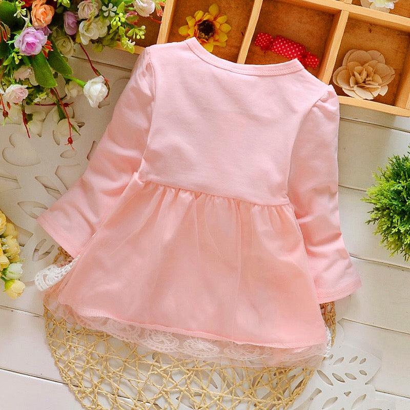 Baby Girls Long Sleeve Lace Bow Birthday Dress Bump baby and beyond