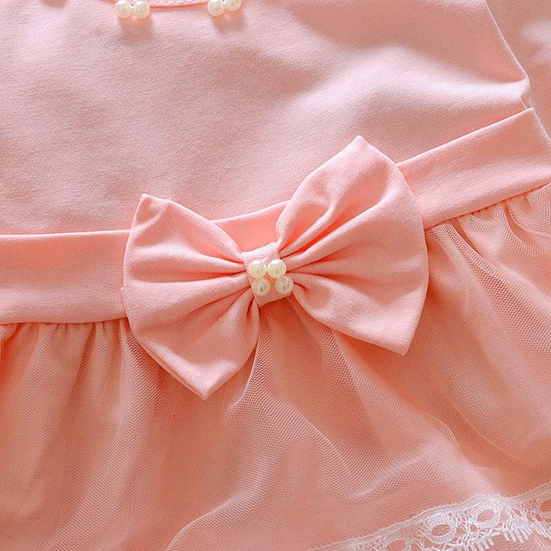 Baby Girls Long Sleeve Lace Bow Birthday Dress Bump baby and beyond