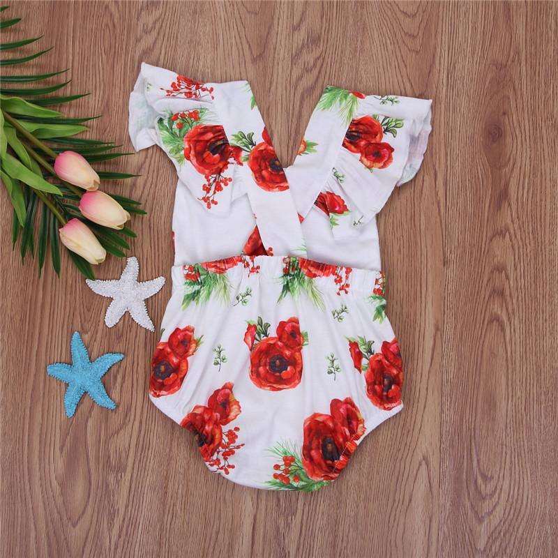 Baby Girls Romper Flower Backless Jumpsuit Bump baby and beyond