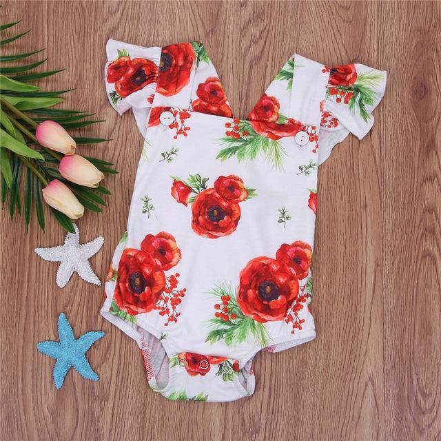 Baby Girls Romper Flower Backless Jumpsuit Bump baby and beyond