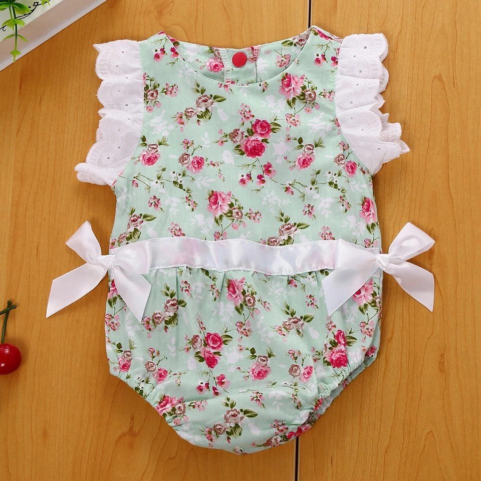 Baby Girls Summer Lace Floral Bodysuit Bump baby and beyond