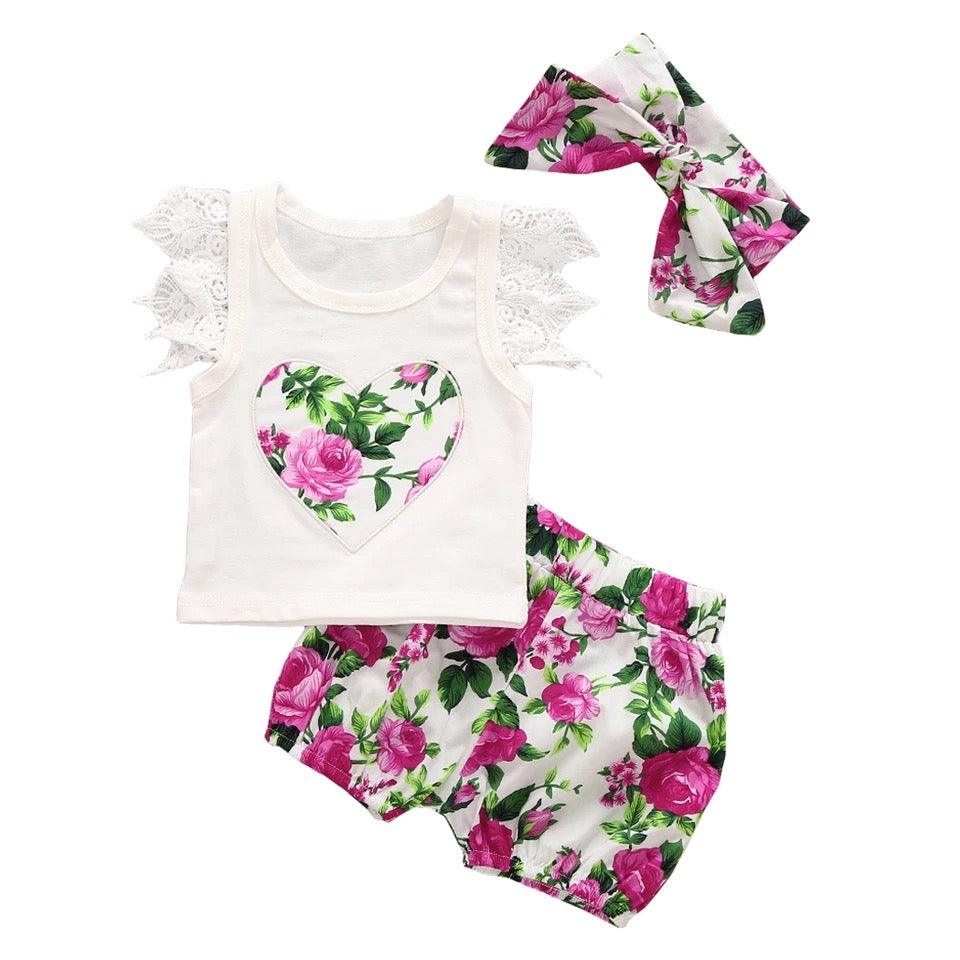 Baby Girls Toddler Floral Tops Bloomer Headband Outfit Bump baby and beyond