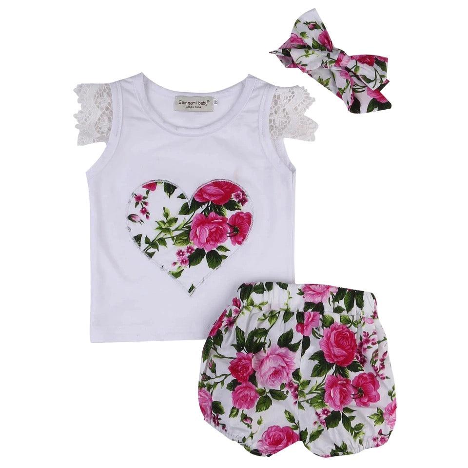 Baby Girls Toddler Floral Tops Bloomer Headband Outfit Bump baby and beyond