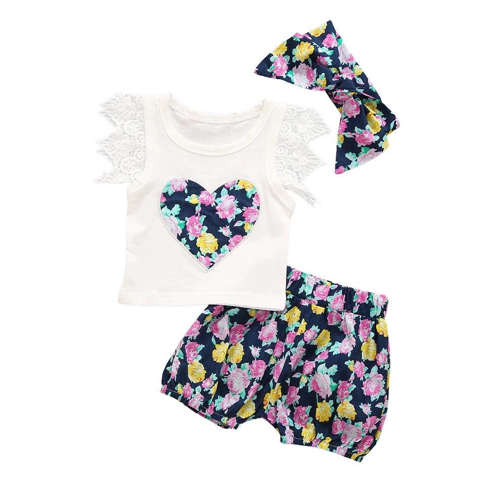 Baby Girls Toddler Floral Tops Bloomer Headband Outfit Bump baby and beyond