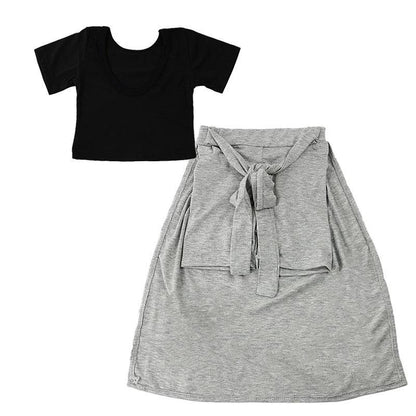 Baby Kid Girls Black Shirt Grey Skirt Clothes Bump baby and beyond