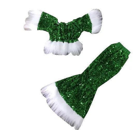 Baby Kid Girls Sequined Hairy Elastic Christmas Outfit Bump baby and beyond