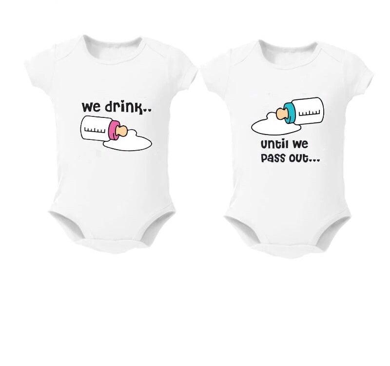 Baby Twin Milk Bottle Bodysuit Bump baby and beyond