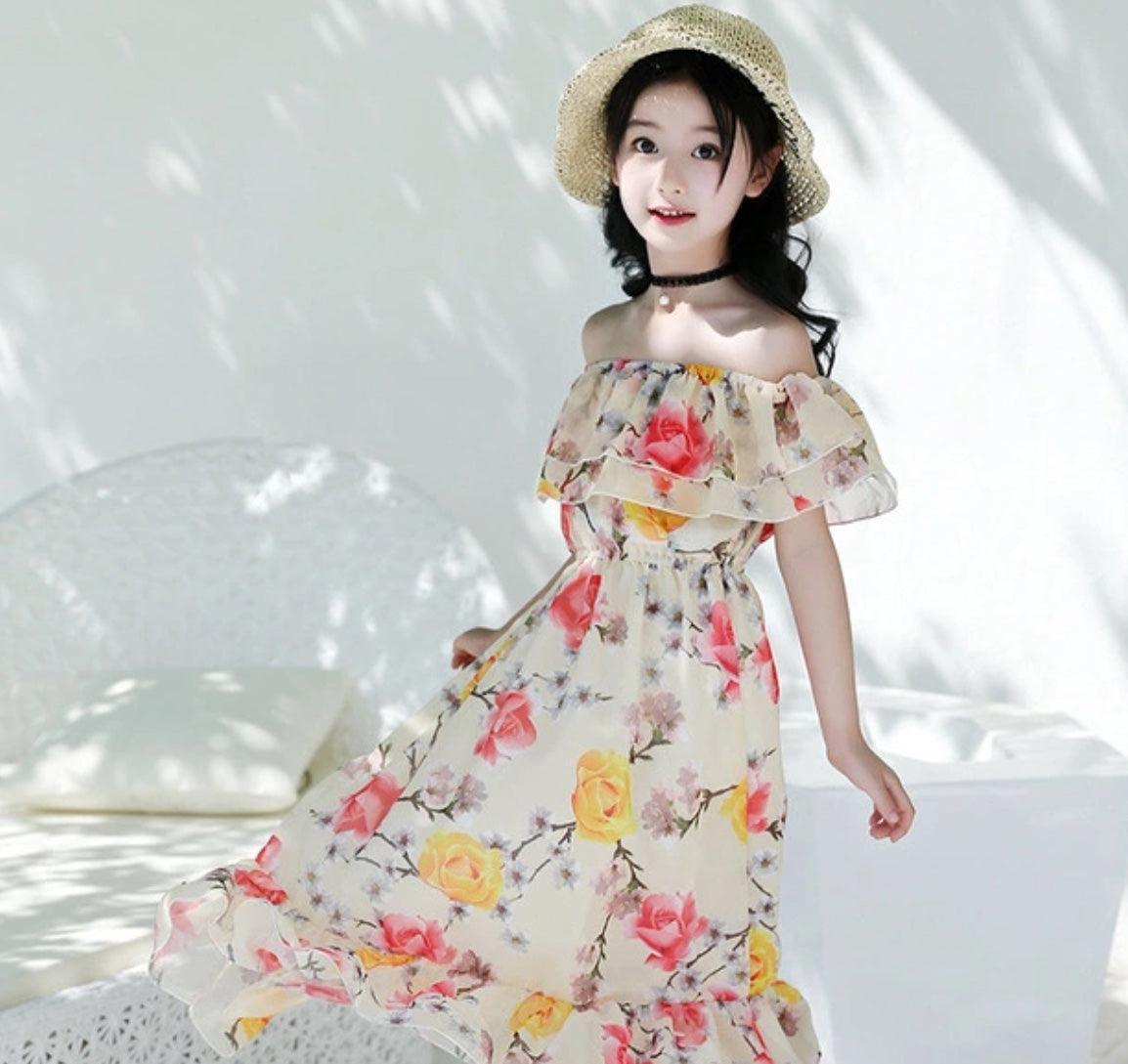 Bohemian Stylish Girls Floral Dresses Bump baby and beyond