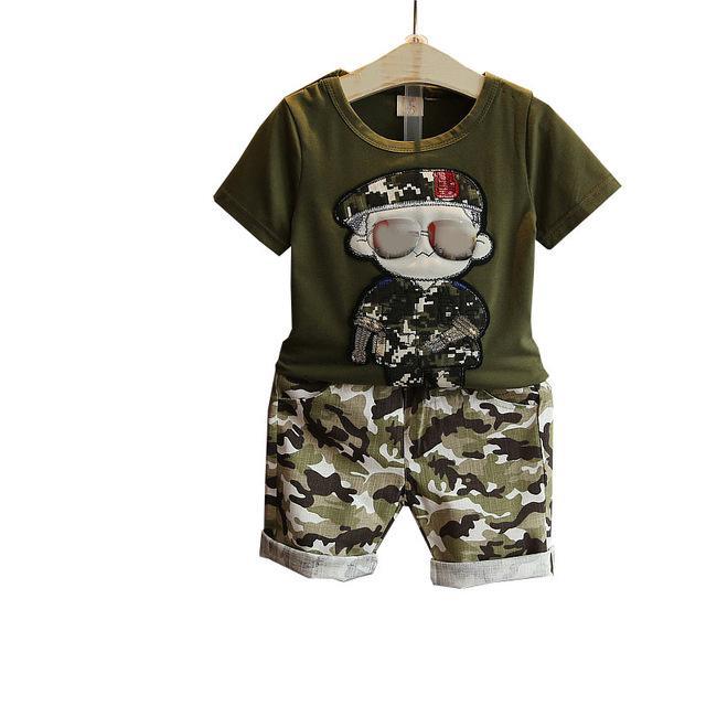 Boys Short Sleeve T Shirt Suit Camo Short Bump baby and beyond