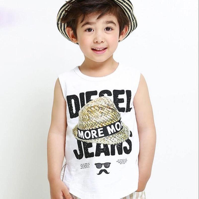 Boys Vest Diesel Jeans Sleeveless T Shirt Printed Clothes Bump baby and beyond