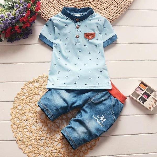 Casual Boys Sets Short Sleeve Denim Jeans Bump baby and beyond