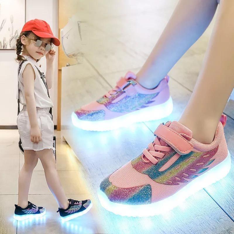 Children Led Light Up USB Charge Sneakers Shoes Bump baby and beyond