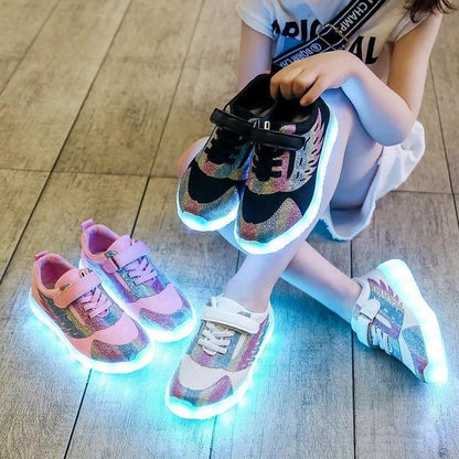 Children Led Light Up USB Charge Sneakers Shoes Bump baby and beyond