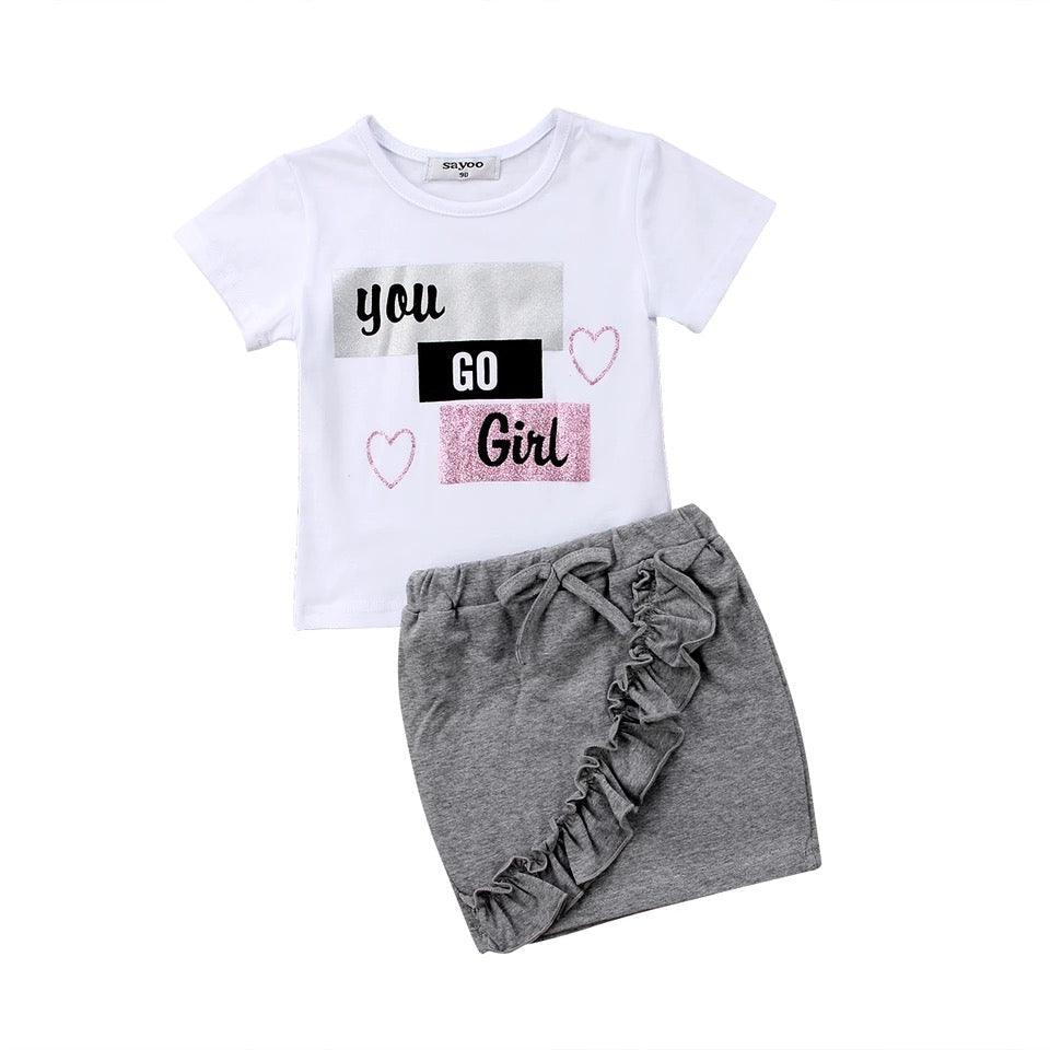 Complete Set Kid Baby You Go Girl Tops Skirt Clothes Bump baby and beyond