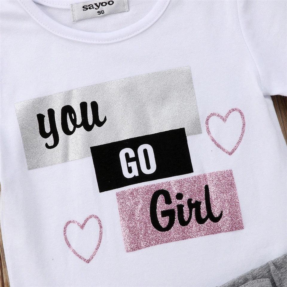 Complete Set Kid Baby You Go Girl Tops Skirt Clothes Bump baby and beyond